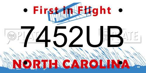 7452UB North Carolina License Plate