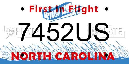 7452US North Carolina License Plate