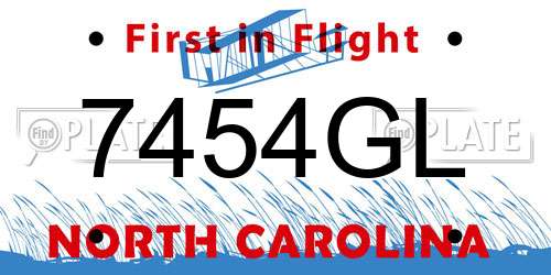7454GL North Carolina License Plate