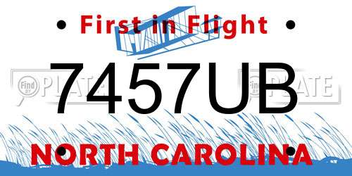 7457UB North Carolina License Plate