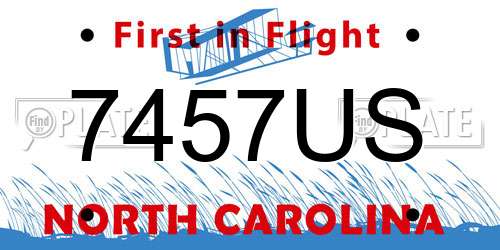 7457US North Carolina License Plate