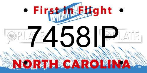 7458IP North Carolina License Plate