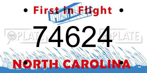 74624 North Carolina License Plate