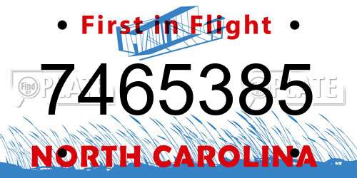 7465385 North Carolina License Plate
