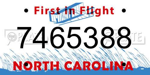 7465388 North Carolina License Plate