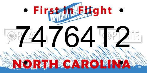 74764T2 North Carolina License Plate