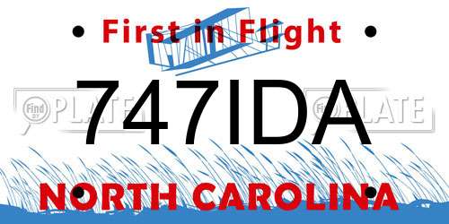 747IDA North Carolina License Plate