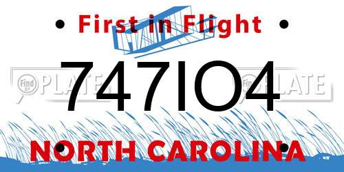 747IO4 North Carolina License Plate