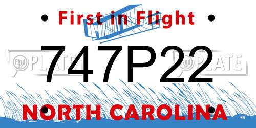 747P22 North Carolina License Plate