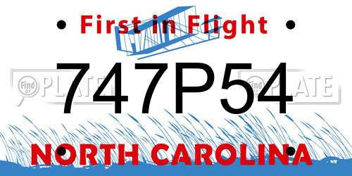 747P54 North Carolina License Plate