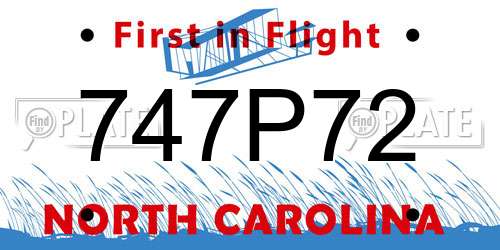 747P72 North Carolina License Plate