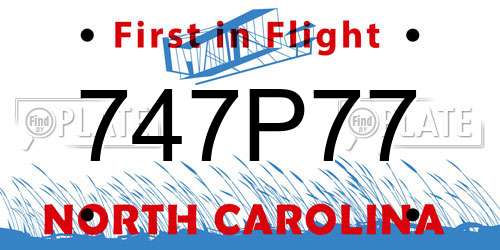 747P77 North Carolina License Plate