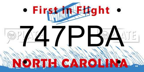 747PBA North Carolina License Plate