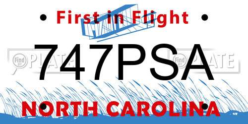 747PSA North Carolina License Plate