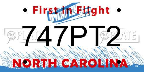 747PT2 North Carolina License Plate