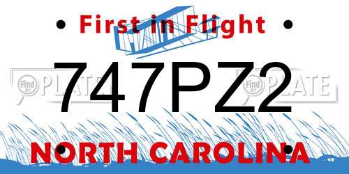 747PZ2 North Carolina License Plate