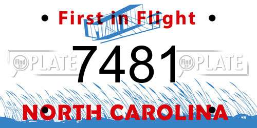 7481 North Carolina License Plate
