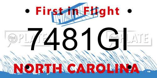 7481GI North Carolina License Plate