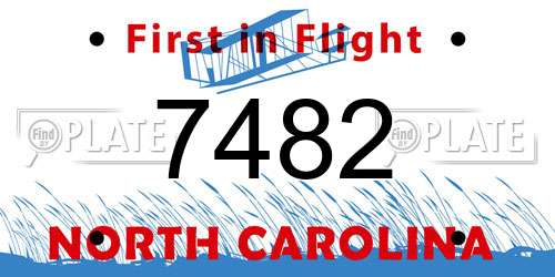 7482 North Carolina License Plate