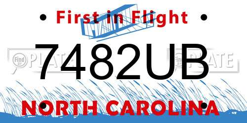 7482UB North Carolina License Plate
