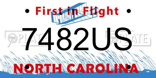 7482US North Carolina License Plate