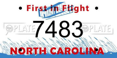 7483 North Carolina License Plate