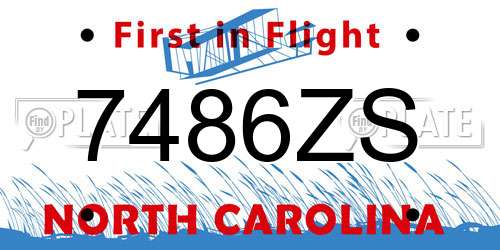 7486ZS North Carolina License Plate