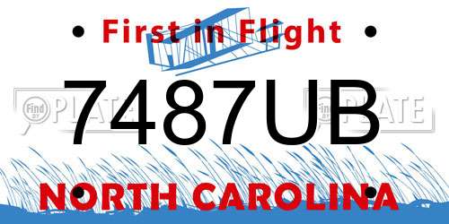 7487UB North Carolina License Plate