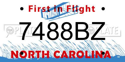 7488BZ North Carolina License Plate