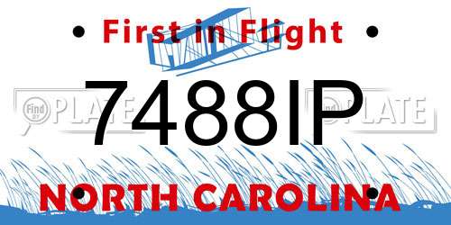 7488IP North Carolina License Plate