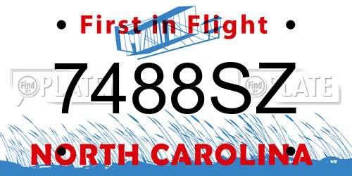 7488SZ North Carolina License Plate