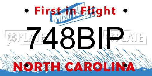 748BIP North Carolina License Plate