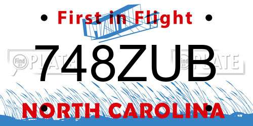 748ZUB North Carolina License Plate