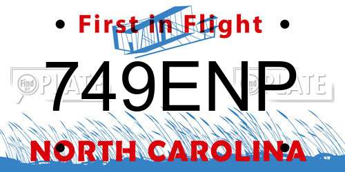 749ENP North Carolina License Plate