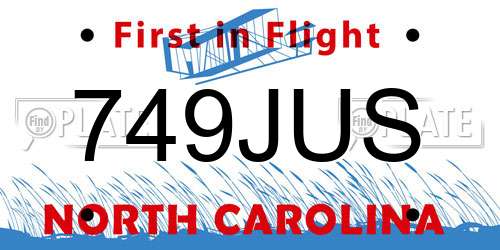 749JUS North Carolina License Plate