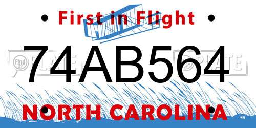 74AB564 North Carolina License Plate