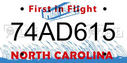74AD615 North Carolina License Plate