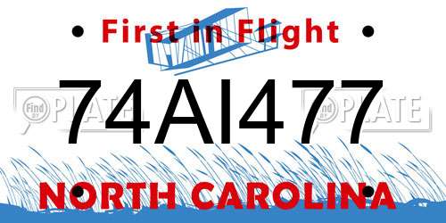 74AI477 North Carolina License Plate