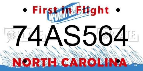 74AS564 North Carolina License Plate