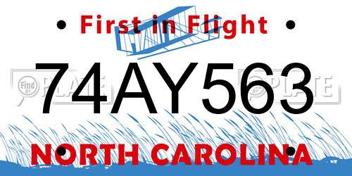 74AY563 North Carolina License Plate