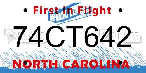 74CT642 North Carolina License Plate