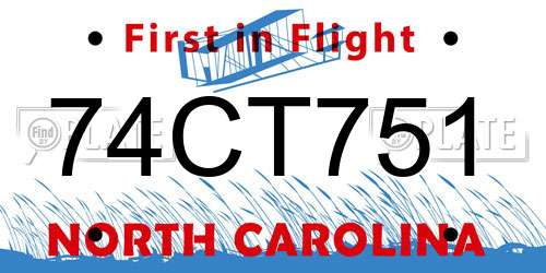 74CT751 North Carolina License Plate