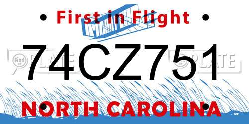 74CZ751 North Carolina License Plate