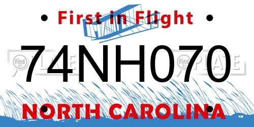 74NH070 North Carolina License Plate