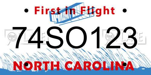 74SO123 North Carolina License Plate