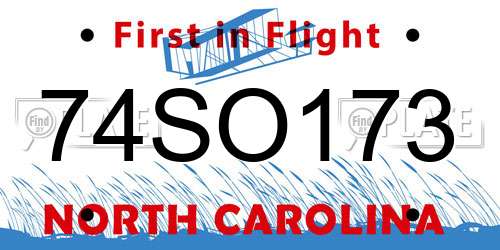 74SO173 North Carolina License Plate