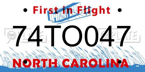 74TO047 North Carolina License Plate