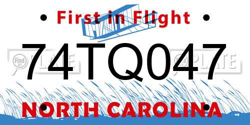 74TQ047 North Carolina License Plate