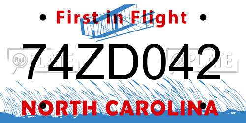 74ZD042 North Carolina License Plate