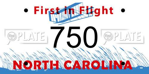 750 North Carolina License Plate